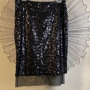 bar III Black Sequin Pencil Skirt Size XL